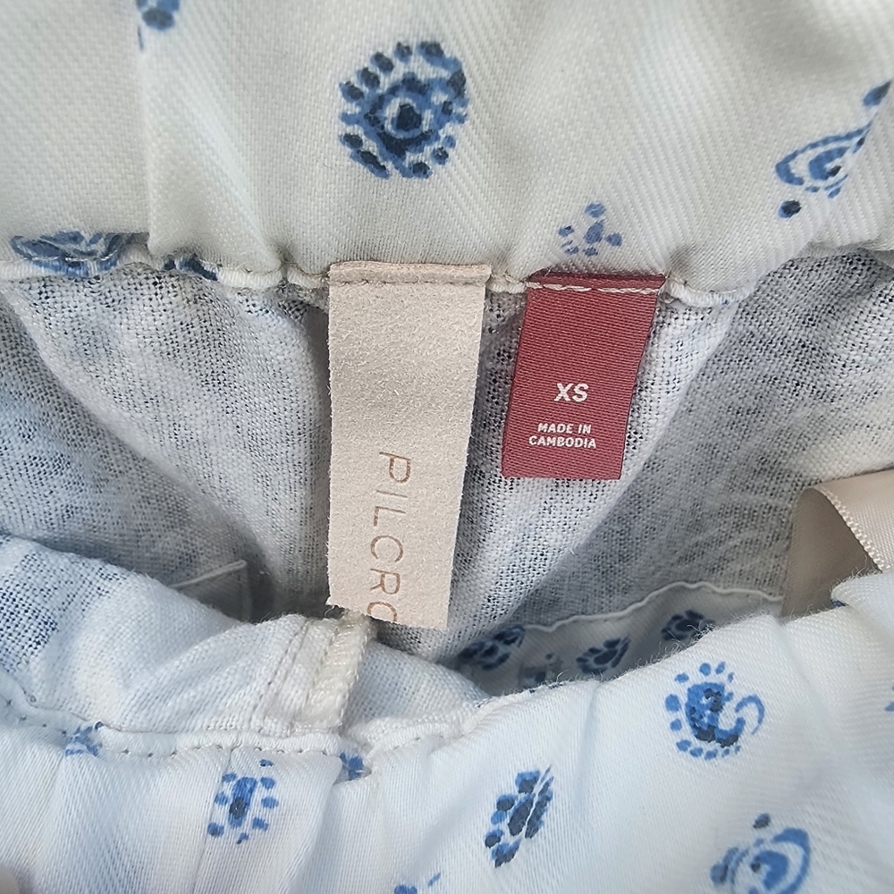 Pilcro Surf Linen Paisley Pants Women’s XS Anthropologie Drawstring‎ Black White - Picture 10 of 10